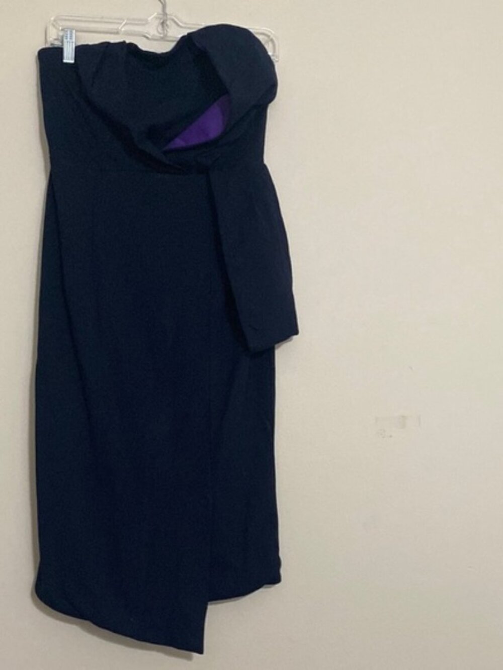Few Moda NY Elegant navy purple Strapless Dress women L soft event wedding party